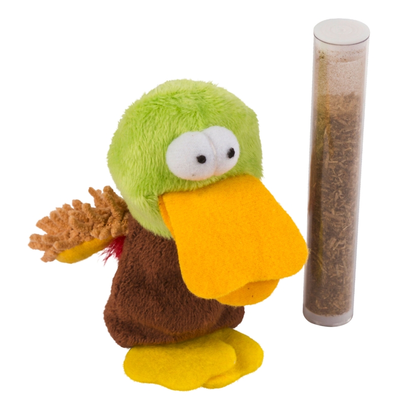 Poezenspeelgoed eend met Cat Nip in de tube, 9cm - 81659
