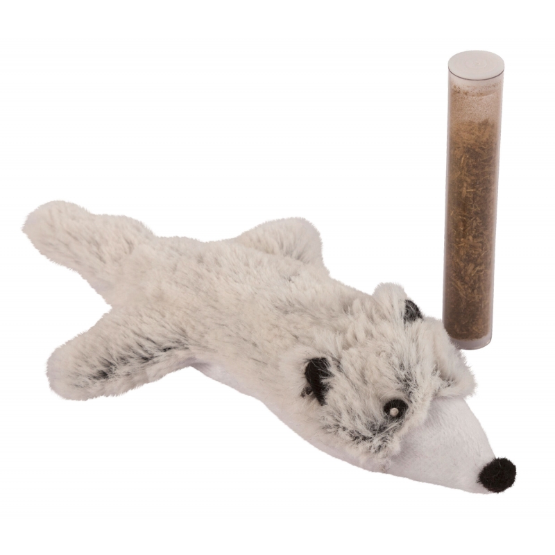 Poezenspeelgoed hermelijn met Cat Nip in de tube, 17 cm - 81660