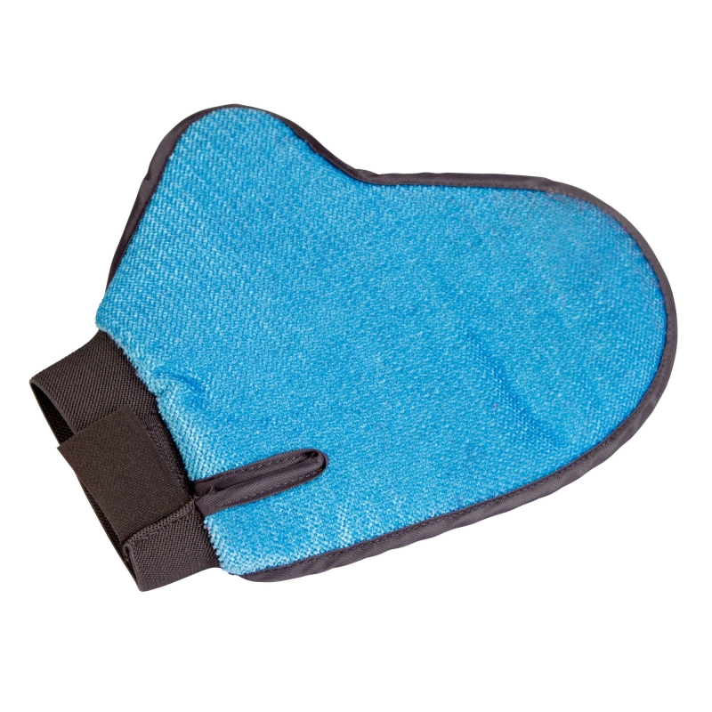 Vachtverzorg.- en pluishand- schoen, 23cm, blauw-antraciet - 81935