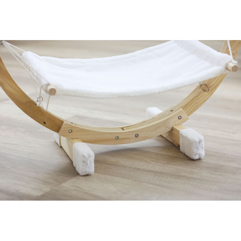 Hangmat SIESTA, wit met houten onderstel, 73x36x34cm - 82591