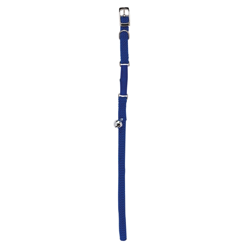 Kattenhalsband blauw, 10mm x 30cm met elastiek - 83195