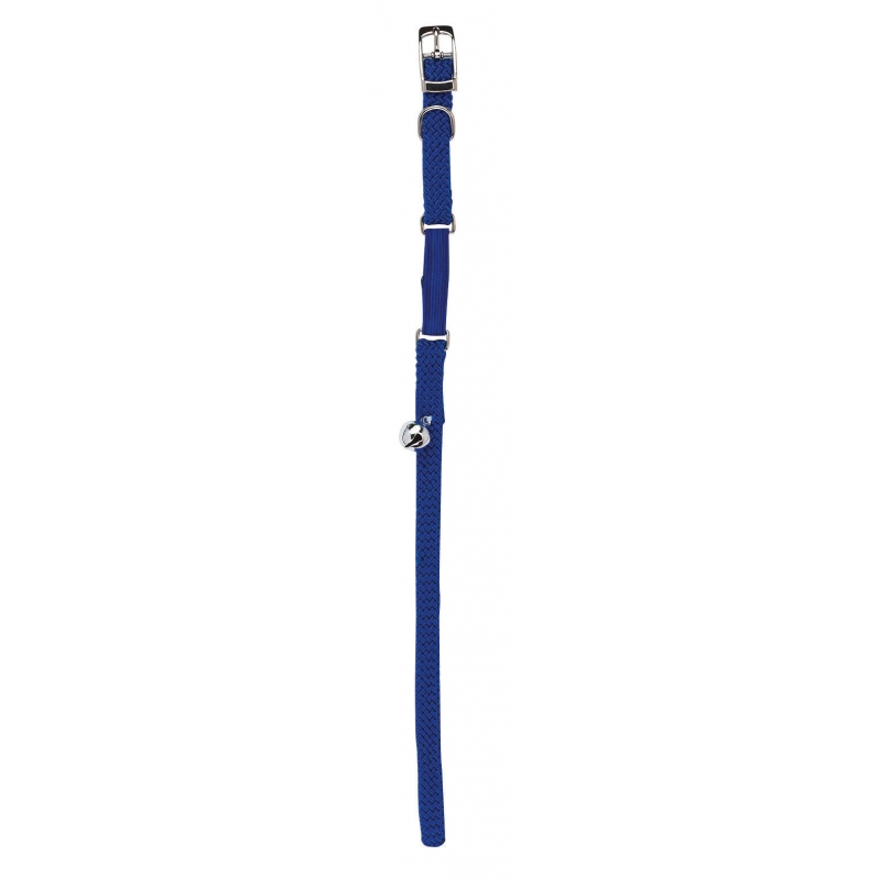 Kattenhalsband blauw, 10mm x 30cm met elastiek - 83195