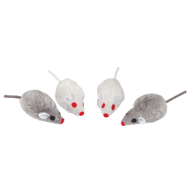 Souris avec CatNip 5 cm, gris et blanche - 84255