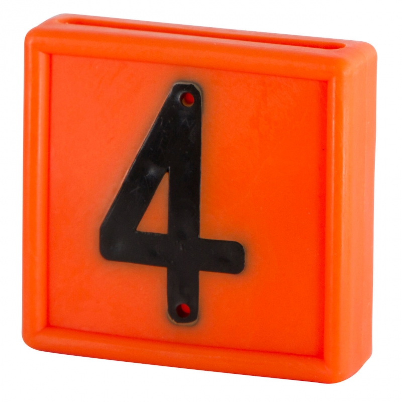 Nummerblok, 1-cijf., oranje om in te schuiven (cijfer 4) - 208464