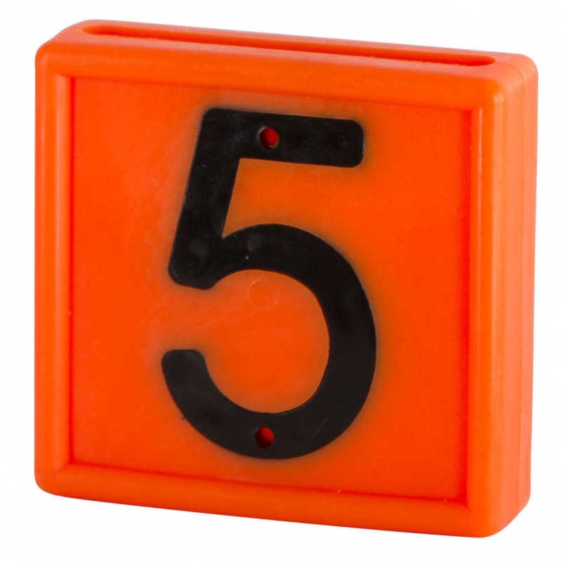 Nummerblok, 1-cijf., oranje om in te schuiven (cijfer 5) - 208465