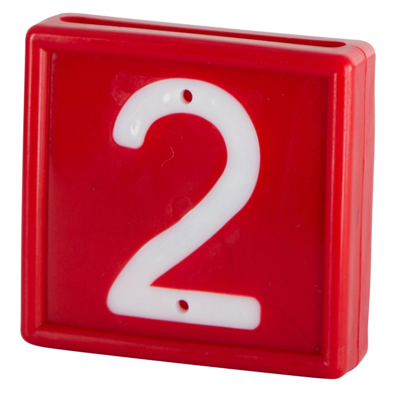 Nummerblok, 1-cijf., rood met witte nummers (cijfer 2) - 208472