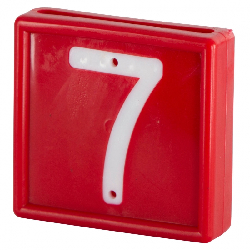 Nummerblok, 1-cijf., rood m. witte nummers (cijfer 7) - 208477