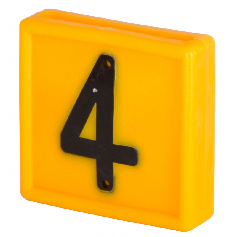 Nummerblok, 1-cijferig, geel om in te schuiven (cijfer 4) - 208484