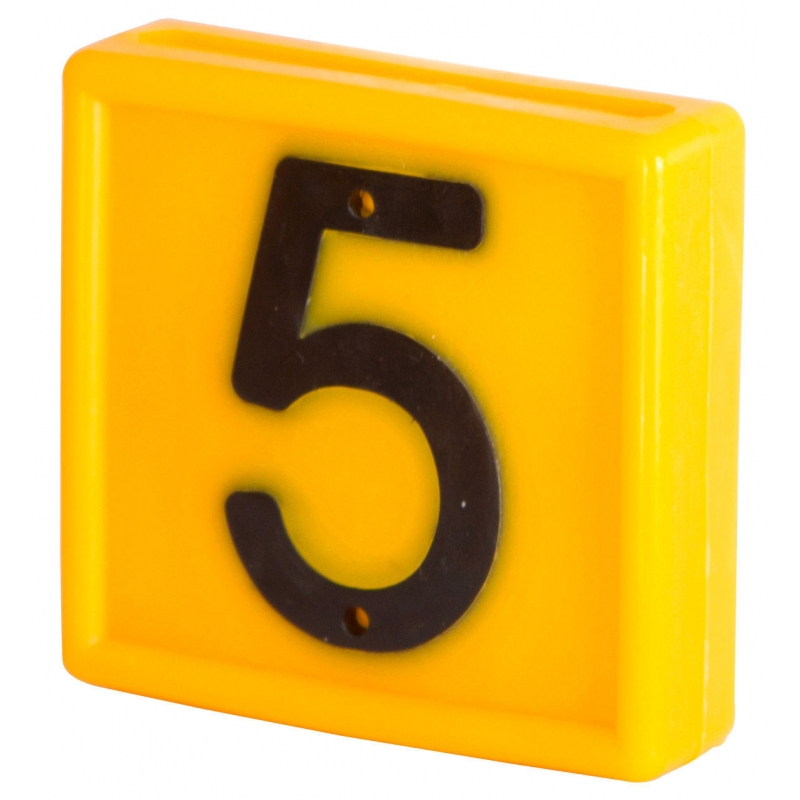 Nummerblok, 1-cijferig, geel om in te schuiven (cijfer 5) - 208485
