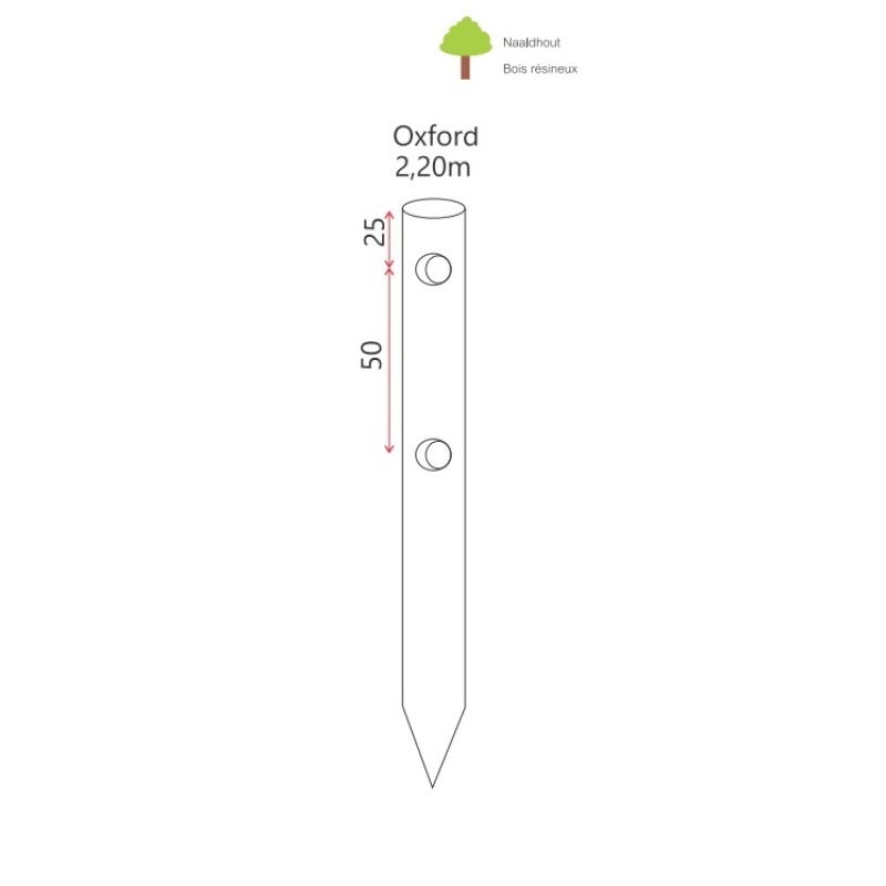 Oxford T-paal in hout Agrodieren - OX-T220-2SL-RNG-16D