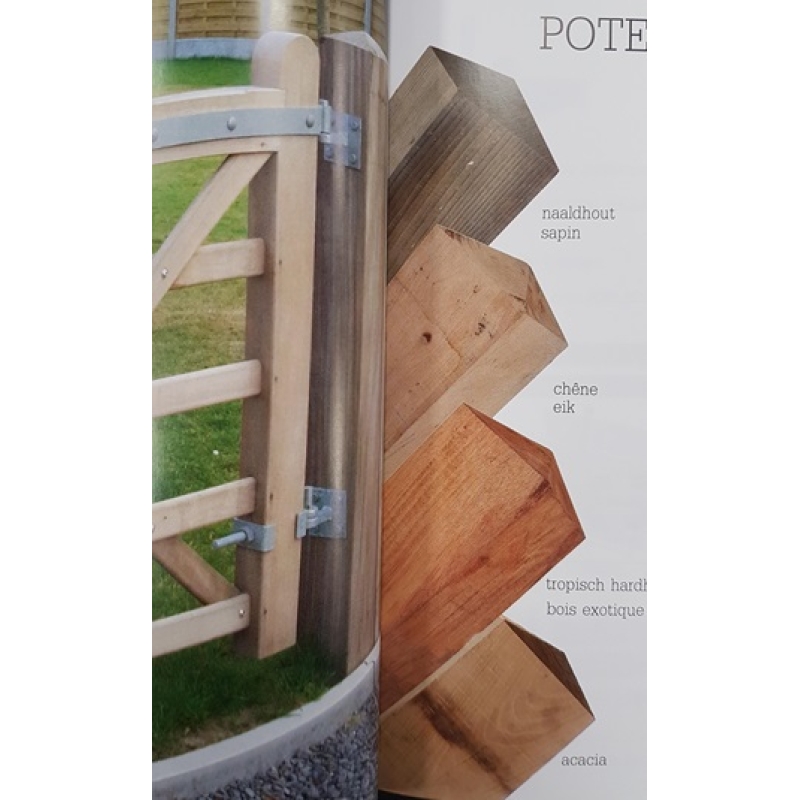 Poortpaal weidepaal in hout met diamantkop in hout Agrodieren - PPD-TROP-300-150X150