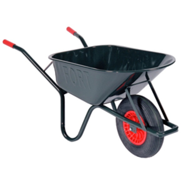 Kruiwagen gelakt 85liter bouw ronde neus met stalen velg en luchtbandwiel 2ply - KRUIW-60120