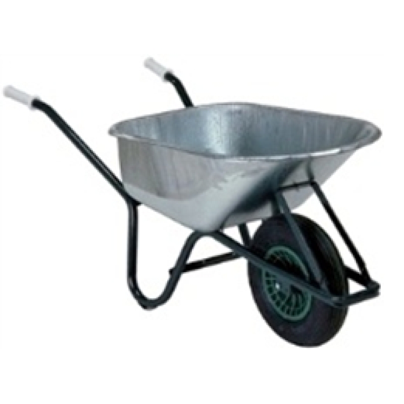 Kruiwagen gegalvaniseerde bak 80liter gelakt onderstel bouw ronde neus met kunststof velg en luchtbandwiel 2ply - KRUIW-68605