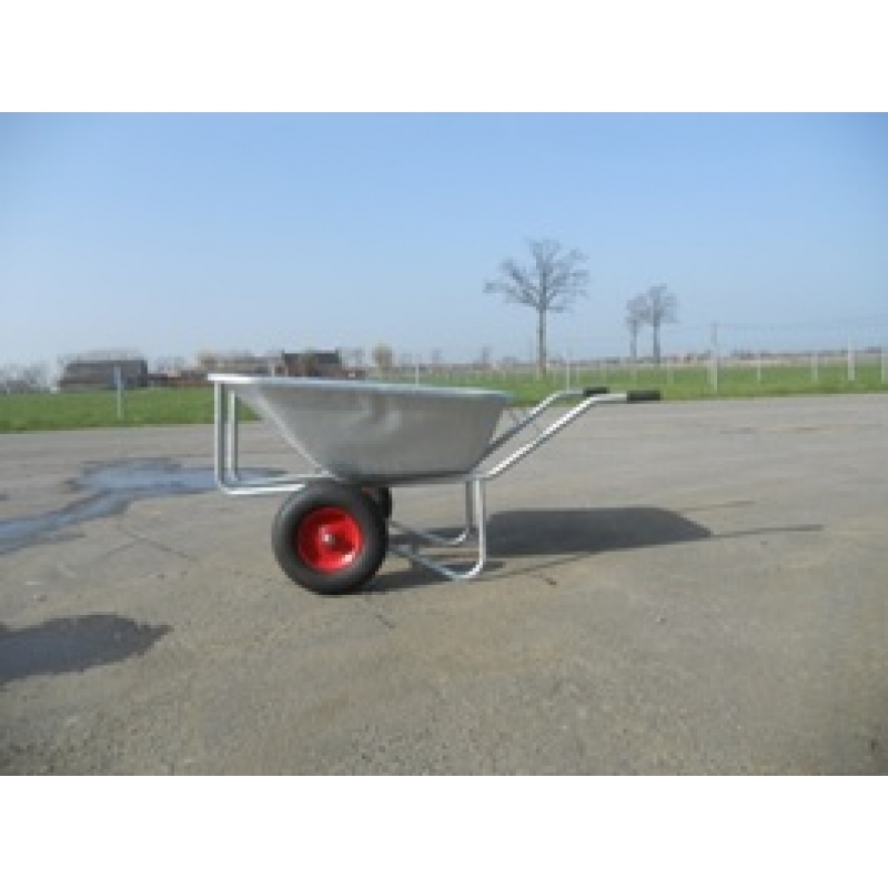 kruiwagen staal 230liter warm verzinkt onderstel met 2 stalen velg en 2 luchtbandwielen 4ply  - KRUIW-D230