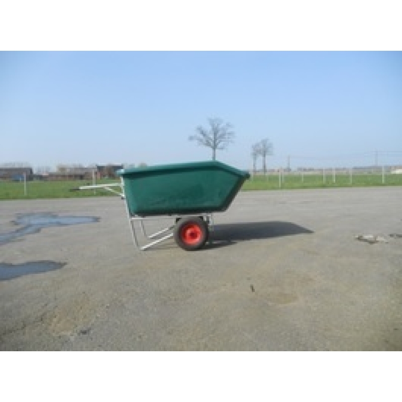 kruiwagen kunststof bak 600liter vuur verzinkt onderstel kipbaar met  2stalen velg en 2 luchtbandwielen - KRUIW-D600PE