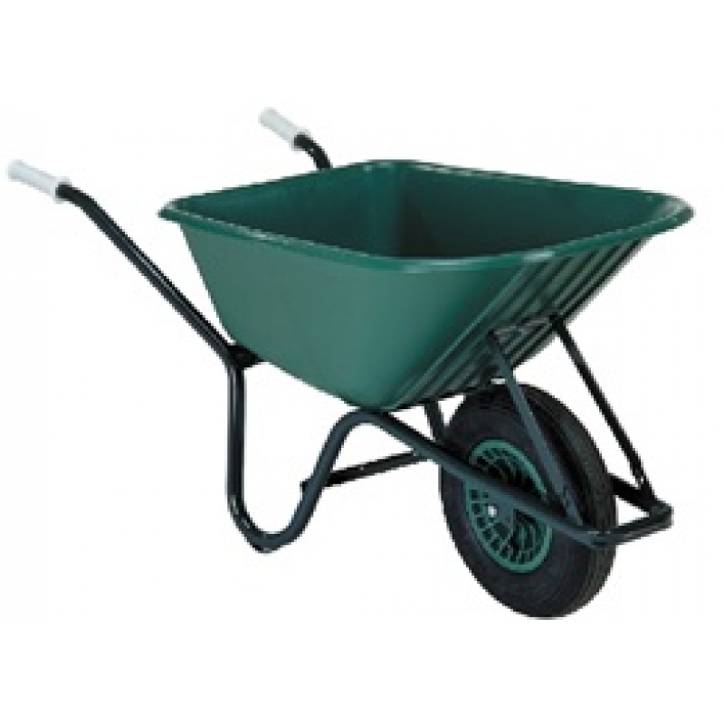 kruiwagen ideaal voor huis en tuin kunststof bak 100liter rechte neus gelakt onderstel stalen velg met luchtbandwiel 2ply - KRUIW-01008