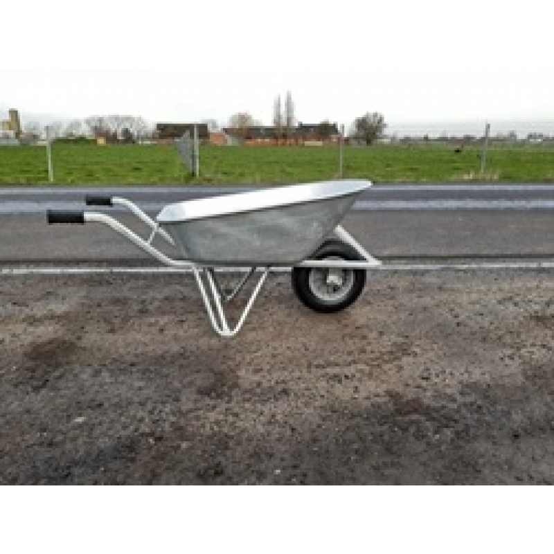 kruiwagen vuurverzinkt 130liter ronde neus met stalen velg en luchtband wiel 2ply - KRUIW-130DIPAST