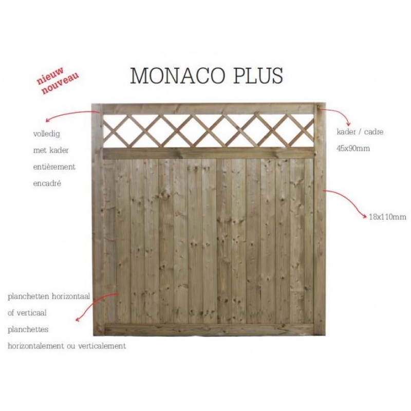 Tuinscherm in hout model Monaco plus Agrodieren - HSCH-MONACOPLUS-180X180