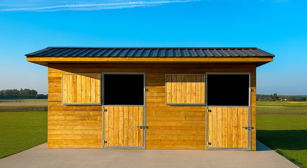 Agrodieren - houten paardenstal van topkwaliteit en dit tegen de beste prijzen - van deze paarden buitenstal schuilstal geniet u jaren lang - afhalen, leveren via doe-het-zelf alsook plaatsingsdienst mogelijk
